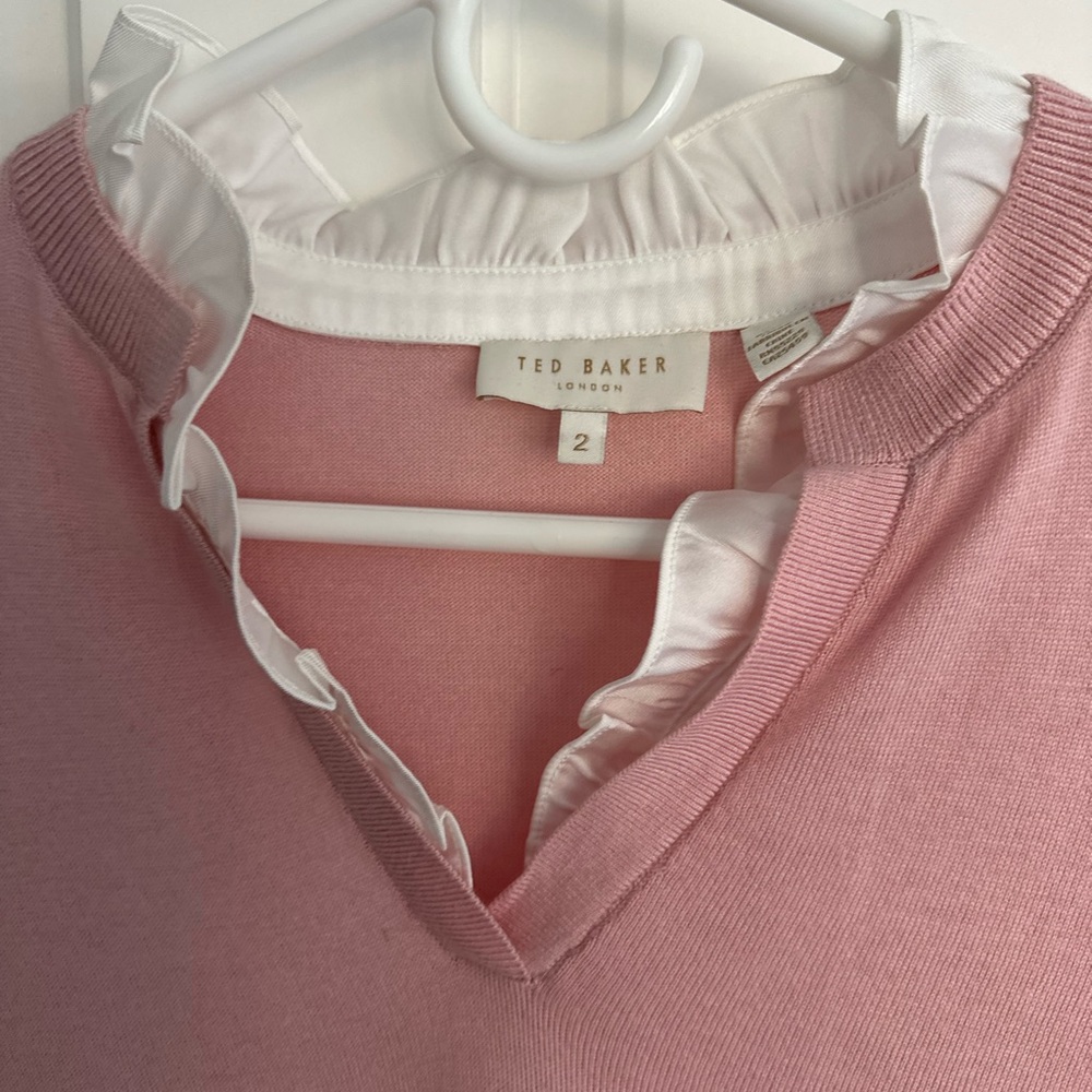 Ted Baker Blush Pink Knit with Crisp White Trim
